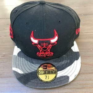Chicago Bulls Fitted Hat 7 5/8 Wool New Era 59fifty Windy City HWC Camo brim